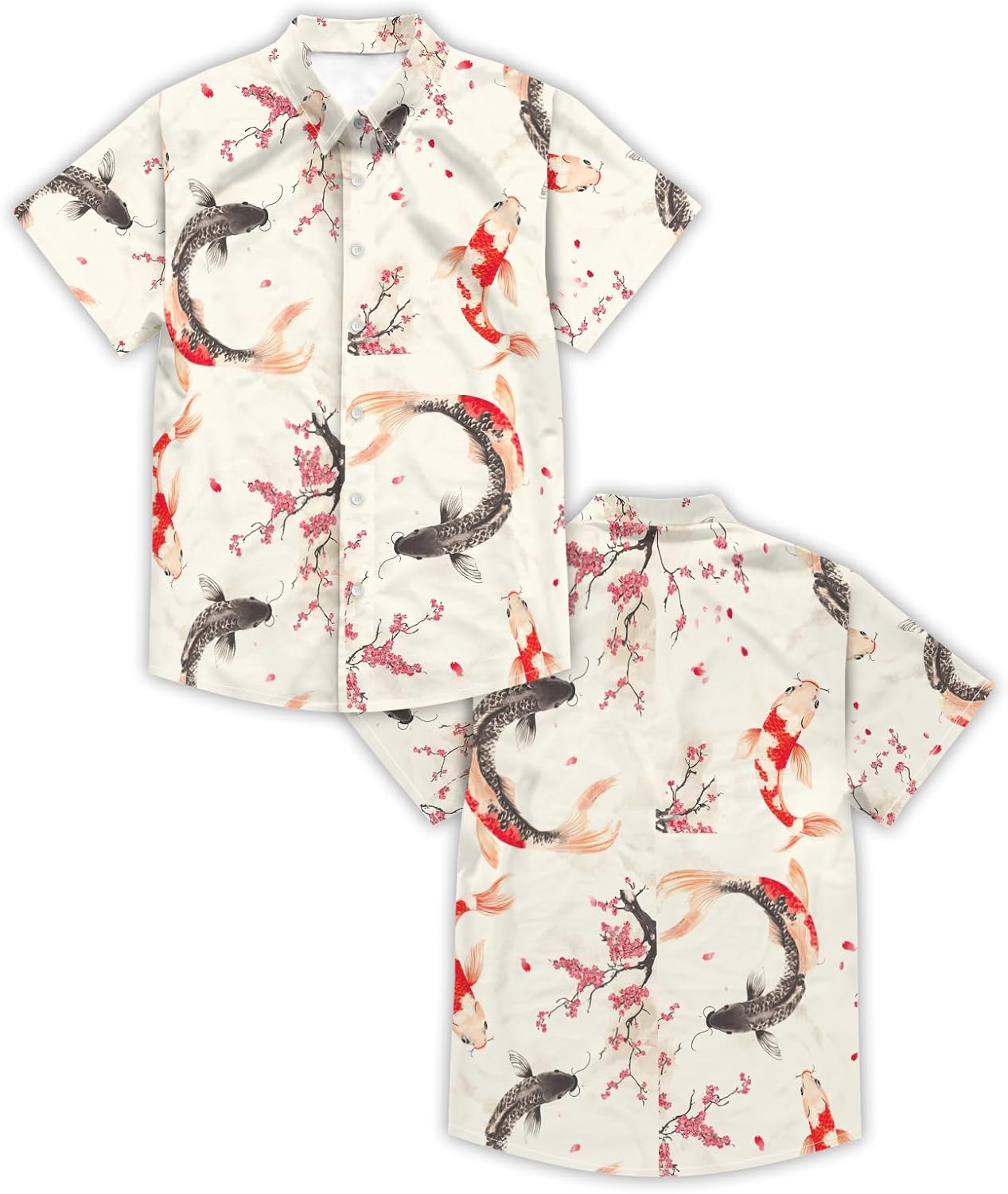 Men's Hawaiian Japanese Style Beach Tropical Short-Sleeve Holiday Print Funny Shirt Casual Button Shirt Unisex.
