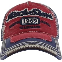 Rock Shark Kingston 1969 Jamaica Distressed Vintage Trucker Baseball Cap Hat RedBlue Shark