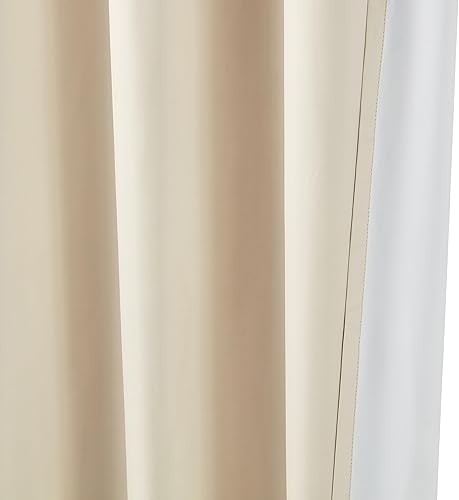 Miniatura 4 de Tienda Basics Cortina opaca para ventana con ojales, 52 x 63 pulgadas, color beige, juego de 2