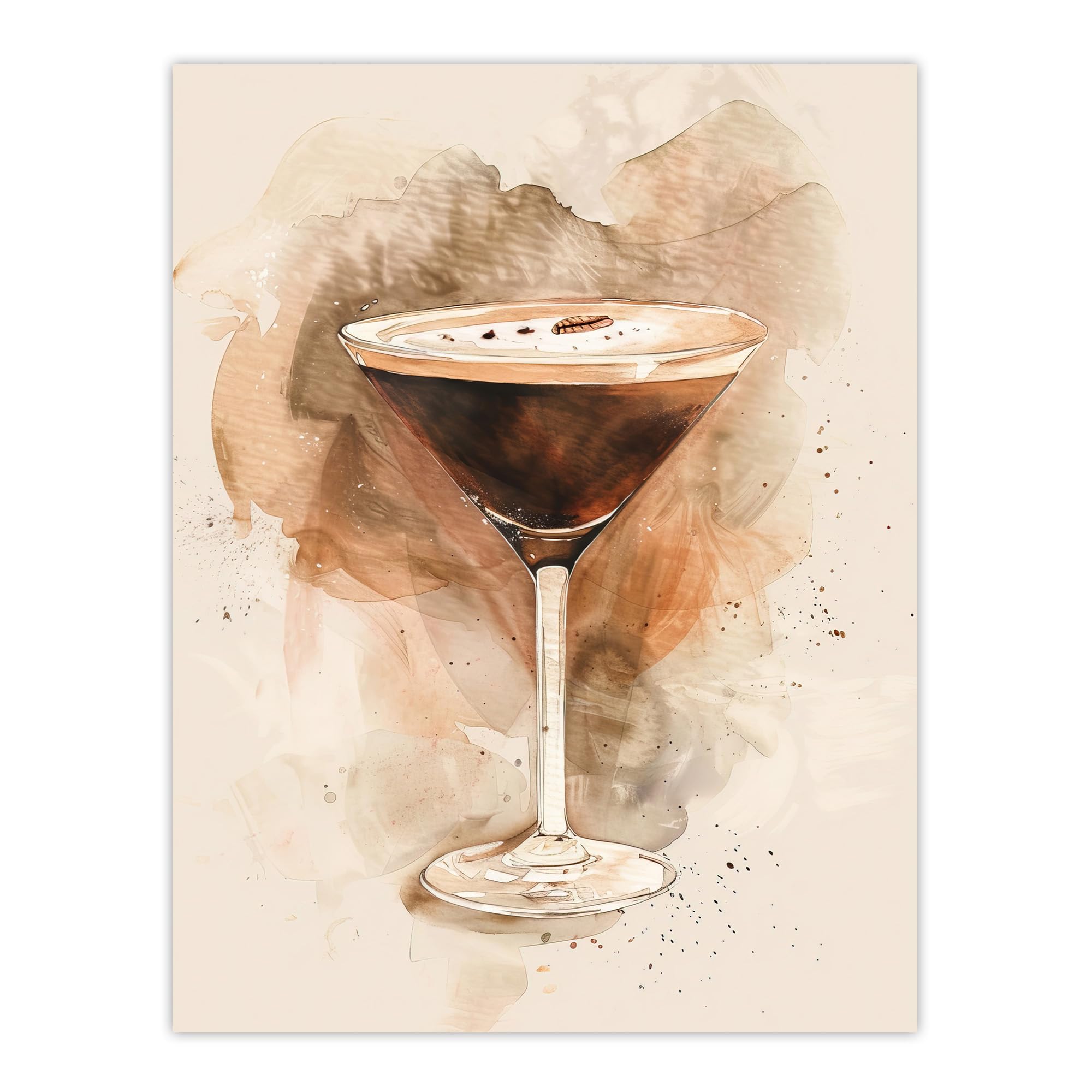 Artery8 Classic Espresso Martini Cocktail Watercolour Kitchen Unframed Wall Art Print Poster Home Decor Premium