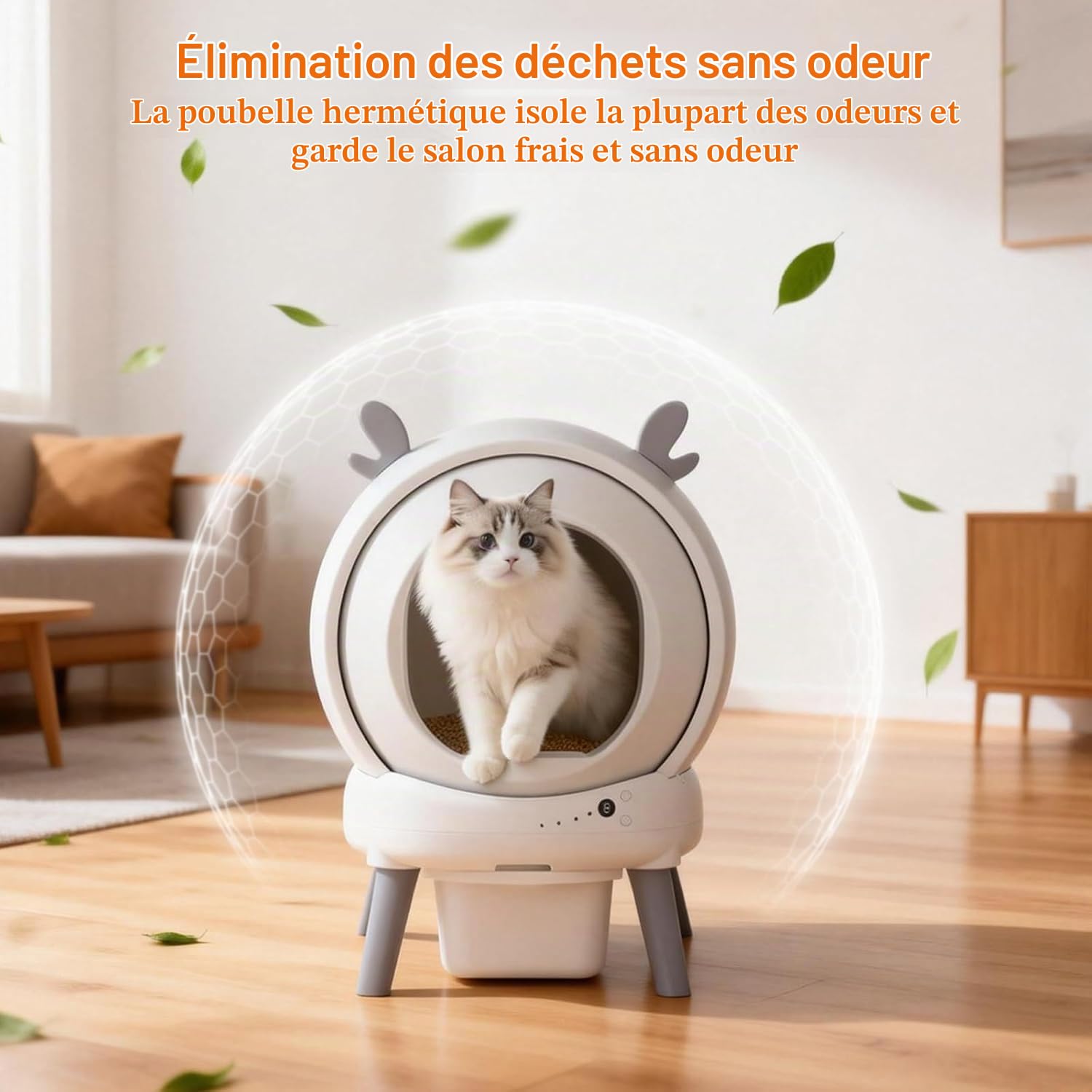 Litière Automatique pour Chat 65L Extra Grande – Auto-nettoyante, Application, Détection de Poids, Sécurité Enfant – pour Chats Jusqu’à 15,4 kg