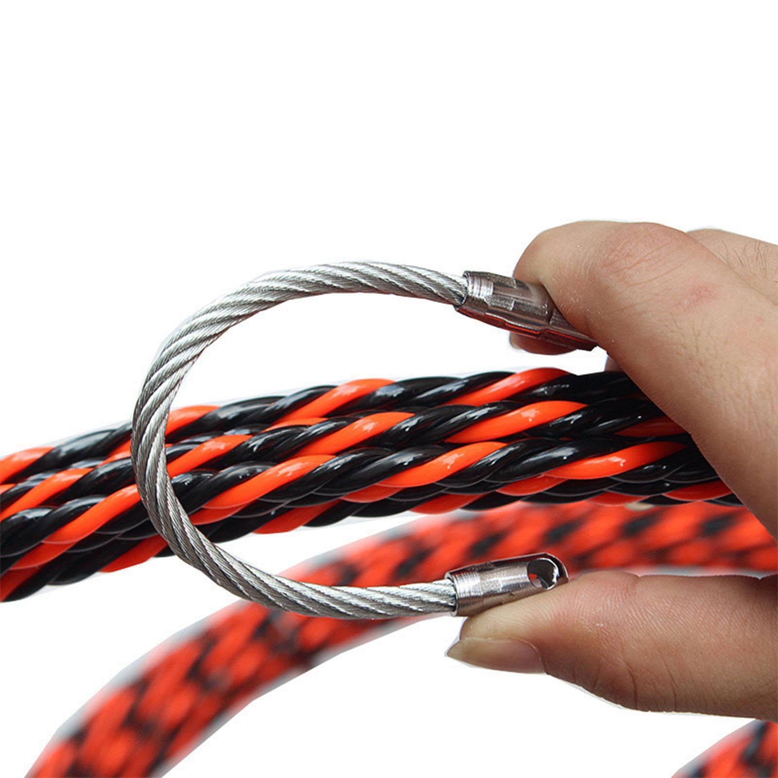Dispositivo di guida per cavi elettrici,Rosso,20 metri | PVC che garantisce affidabilità durante le attività di trazione dei cavi elettrici. Estrattore elettrico per condotti,