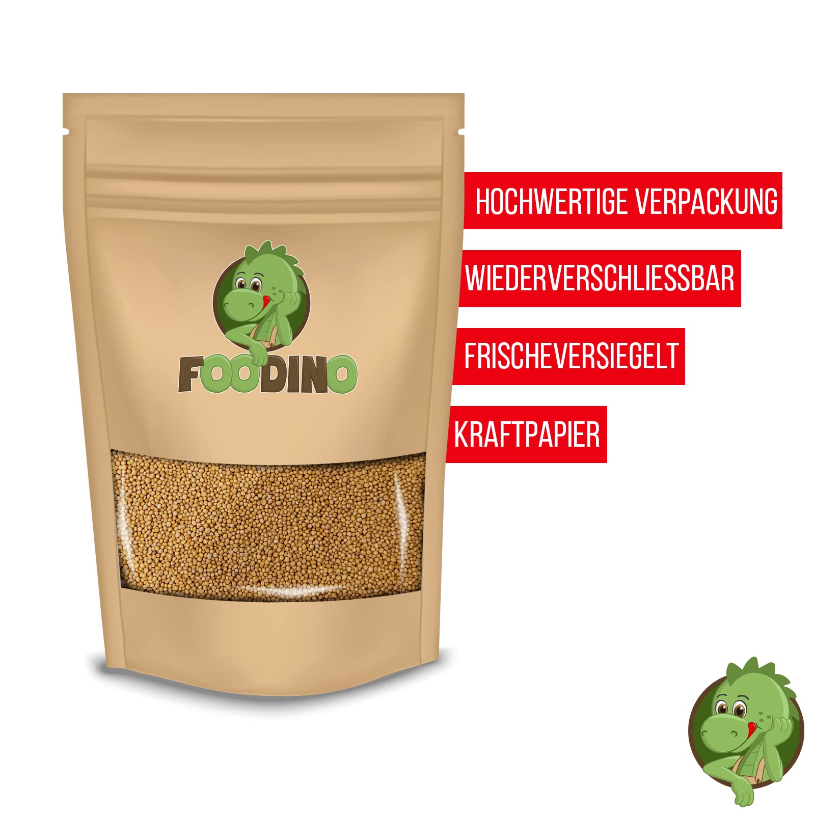 FOODINO 10kg Senfkörner gelb ganz naturbelassen rein