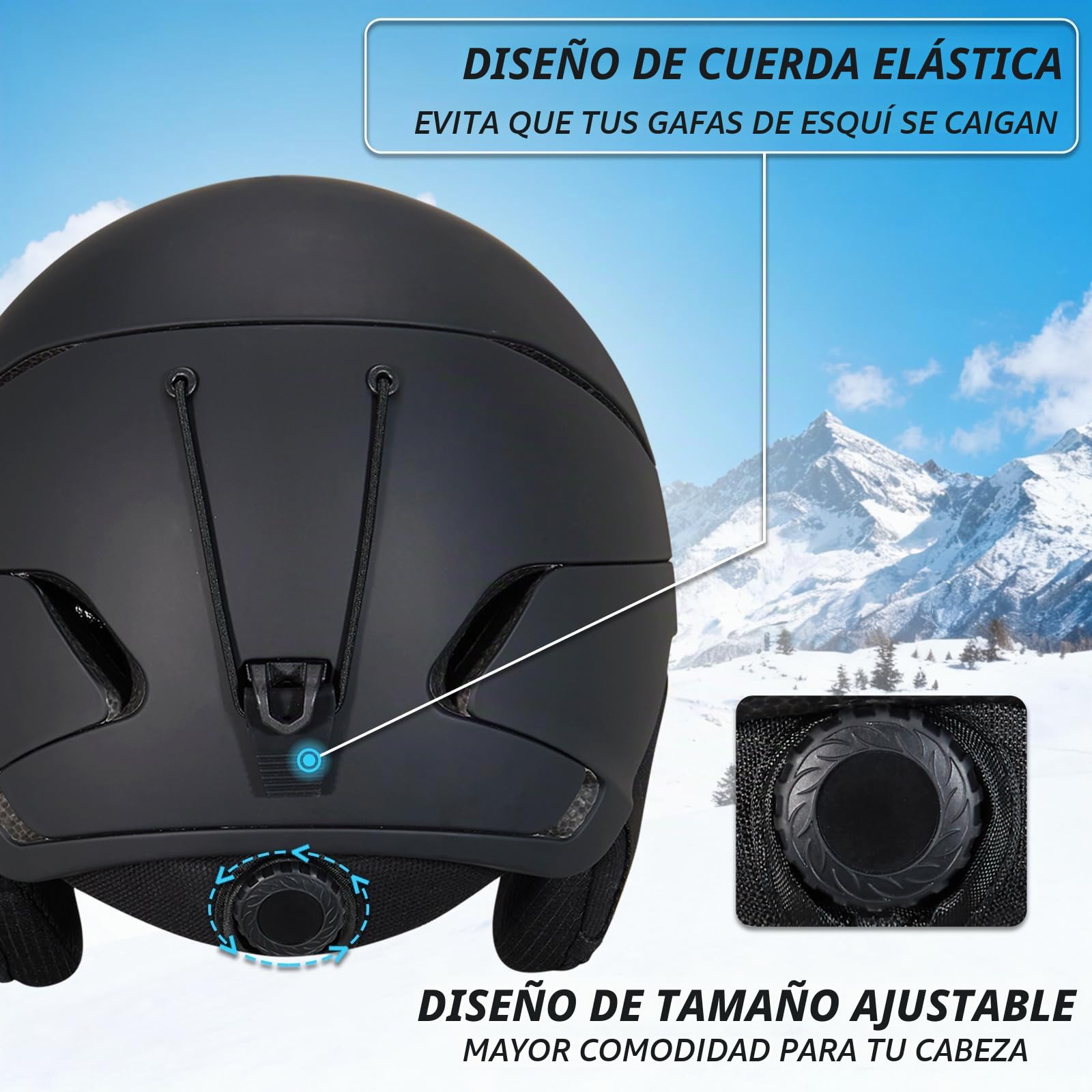 VCOROS Casco de Esquí Kit con Gafas de Esquí Capucha DXH811 para Esquí | Casco Esquí Talla Ajustable Transpirable UV Seguridad Comodidad Casco de Snowboard mit Orejeras Extraíbles