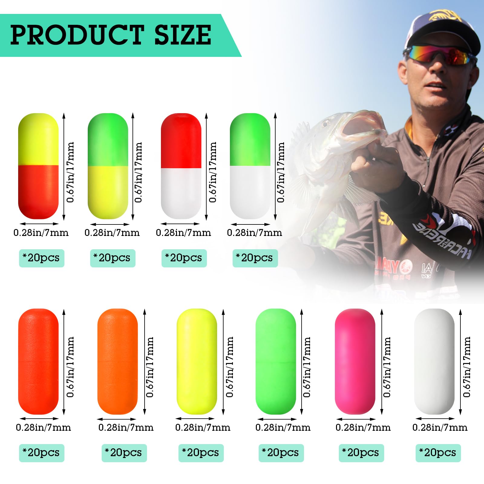 Skylety 100 Pieces Pompano Rig Floats for Surf Fishing Pill Snell Fishing Floats Making Kit for Trout Catfish Walleye