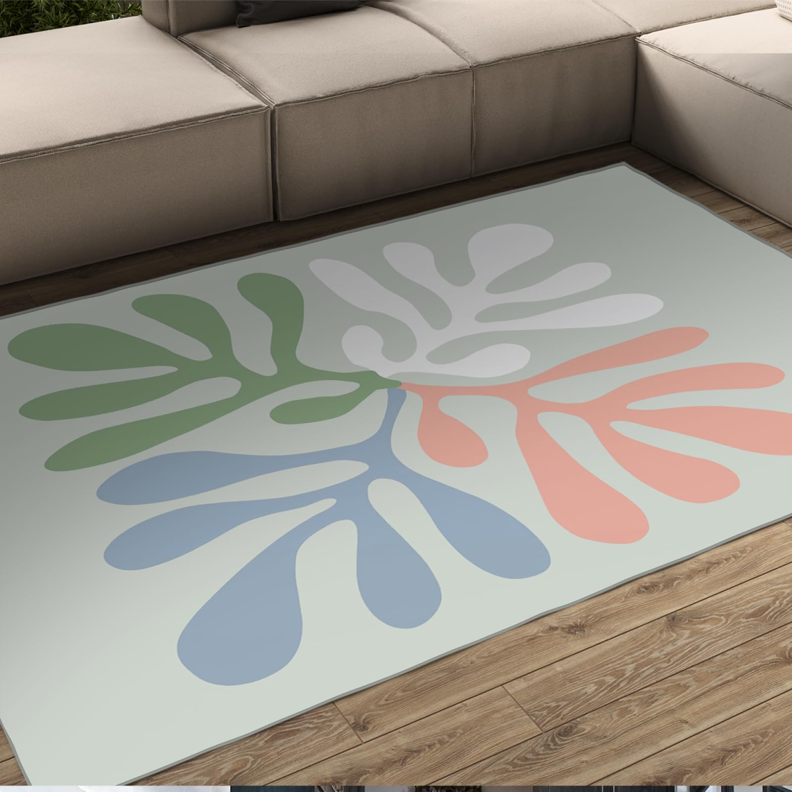 Tapis extérieur patio style Henri Matisse grand tapis de salon 180x240cm algues