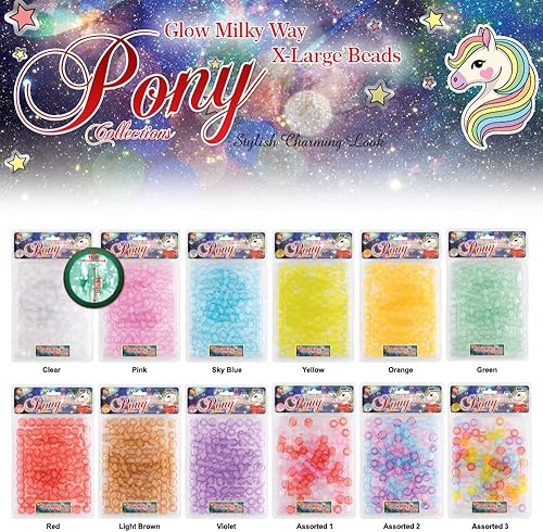 Miniatura 4 de Kit de 200 piezas de joyería de cuentas, bricolaje, trenzar el cabello, pulsera, adornos, manualidades, poni redondo extra grande + 2 abalorios