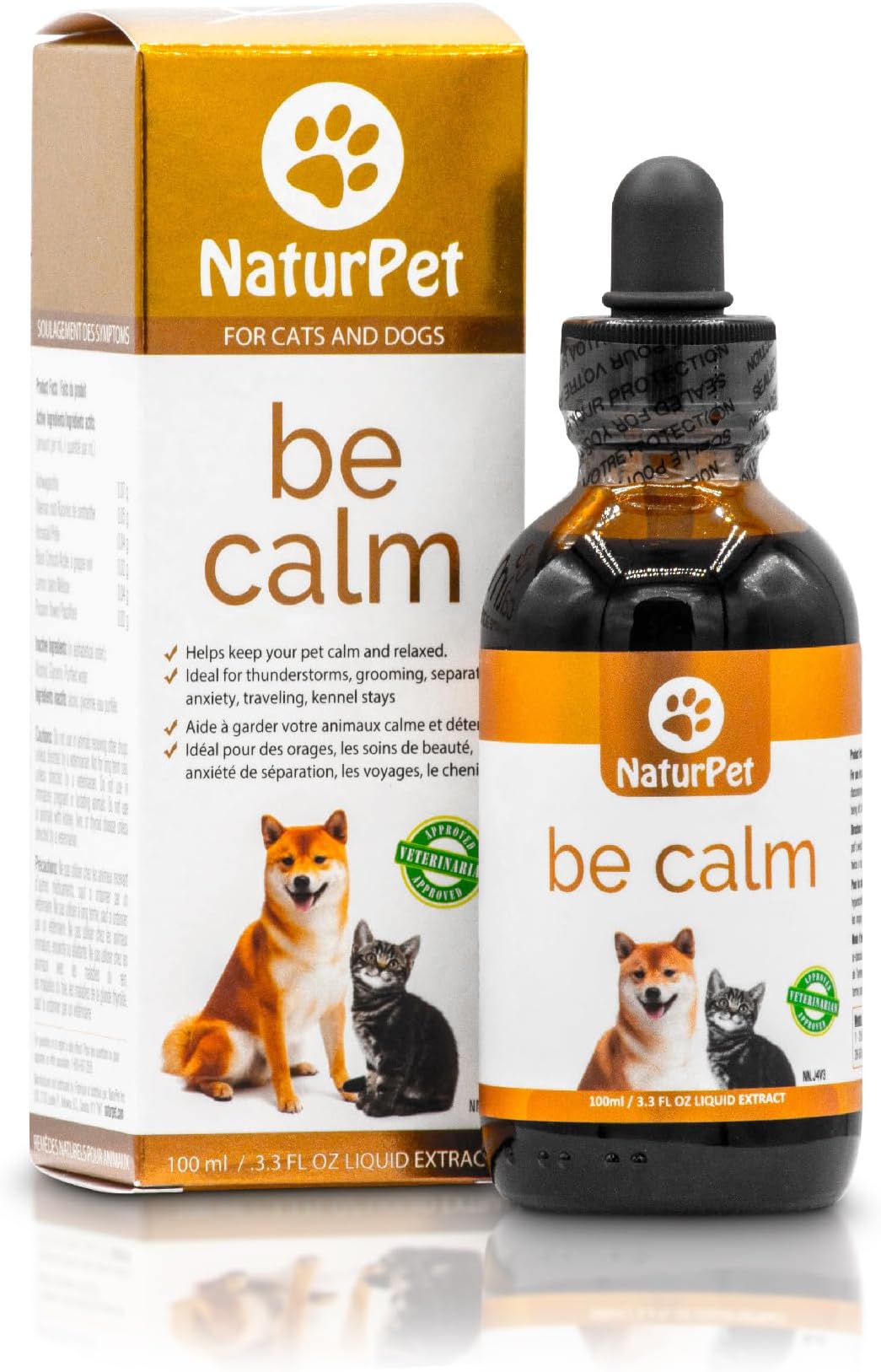 NaturPetBe Calm | Calming Natural Herbal Drops for Dogs & Cats with Separation Anxiety, Chewing, Barking, Shaking & Other Behavioural Issues | 100mL