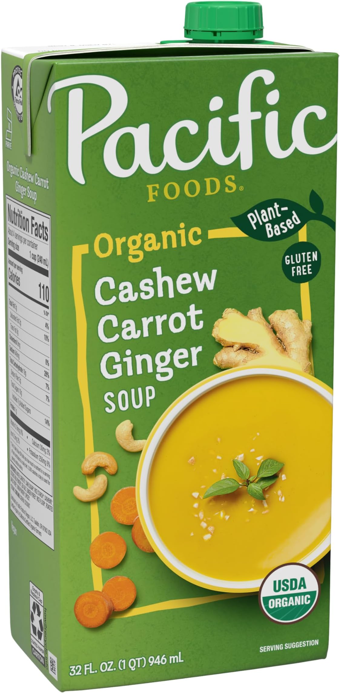 Pacific Foods Organic Cashew Carrot Ginger Soup, 32oz