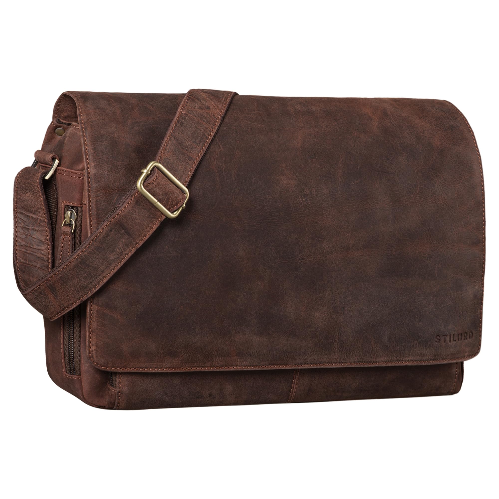 STILORD "Tom" Borsa Messenger Vintage in Pelle Portadcumenti A4 | Borsa a Tracolla 15 Pollici per Ufficio, Università, Lavoro | Borsa Cartella in Vera Pelle Colore:marrone - moscato