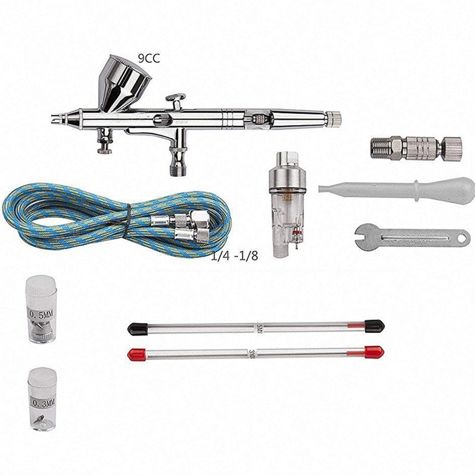 Genérico Accesorios para aerógrafos 0.2/0.3/0.5mm Acción Dual Airbrush Airbrush Kit para Herramientas de Pastel Spray Airbrush Craft Craft Pintura Práctica Nail Art Airbrushs Tatuajes (Color : A)