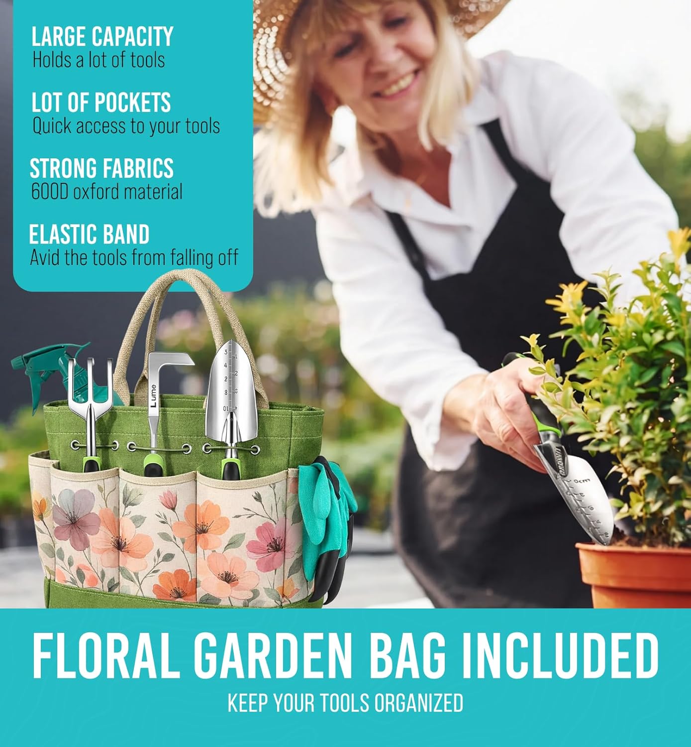 Heavy Duty Garden Tools Floral Set - Rust Proof, Non-Slip, Durable Gardening Supplies - Ergonomic Hand Tools - Ideal Gardening Gifts for Women, Men Mom, Dad