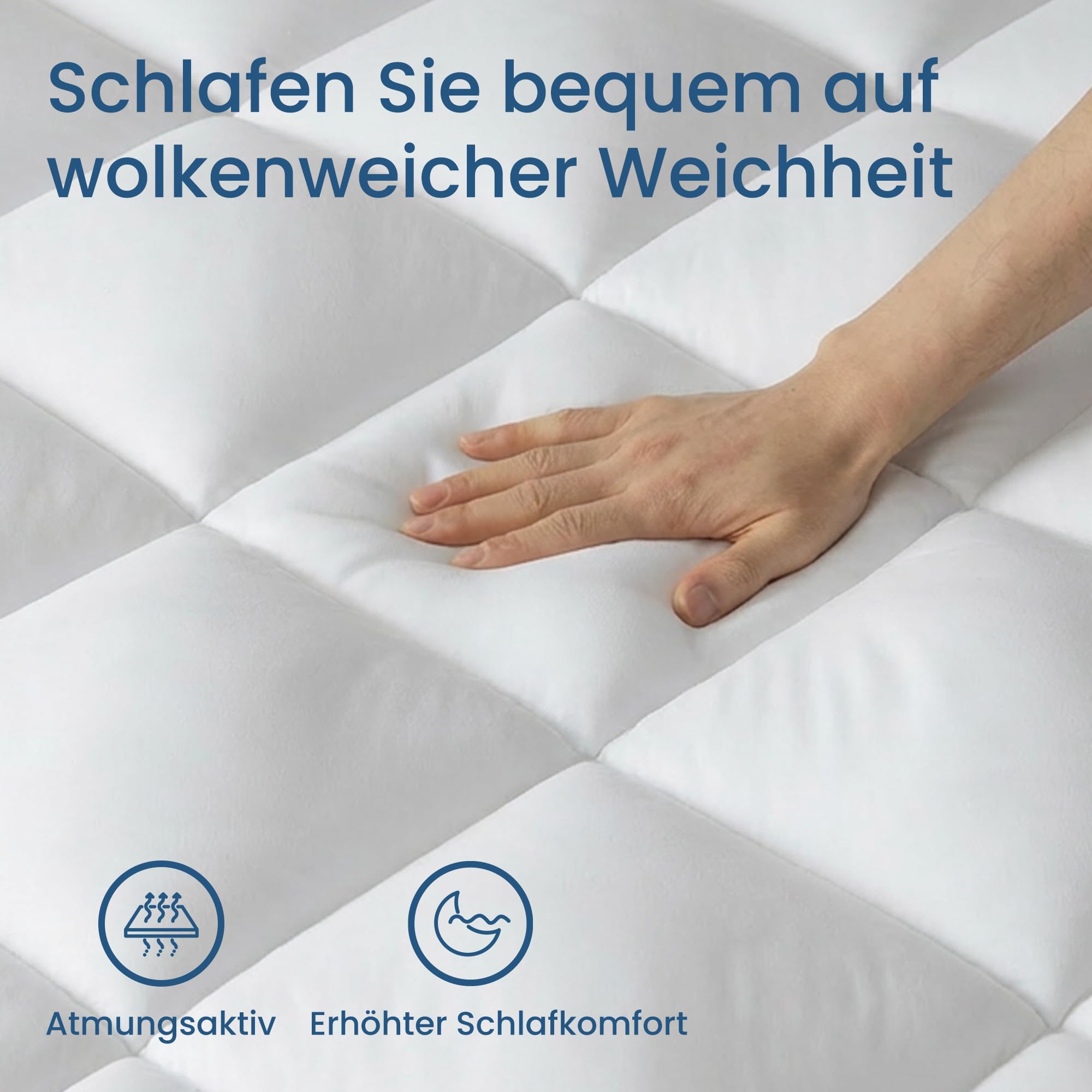 BedStory Matratzen Topper 90 x 200 cm Weiß, 800gsm Ultraweich Matratzentopper mit tiefen Taschen, maschinenwaschbarer Matratzenschoner, geeignet für Matratzen mit Einer Dicke von bis zu 40 cm