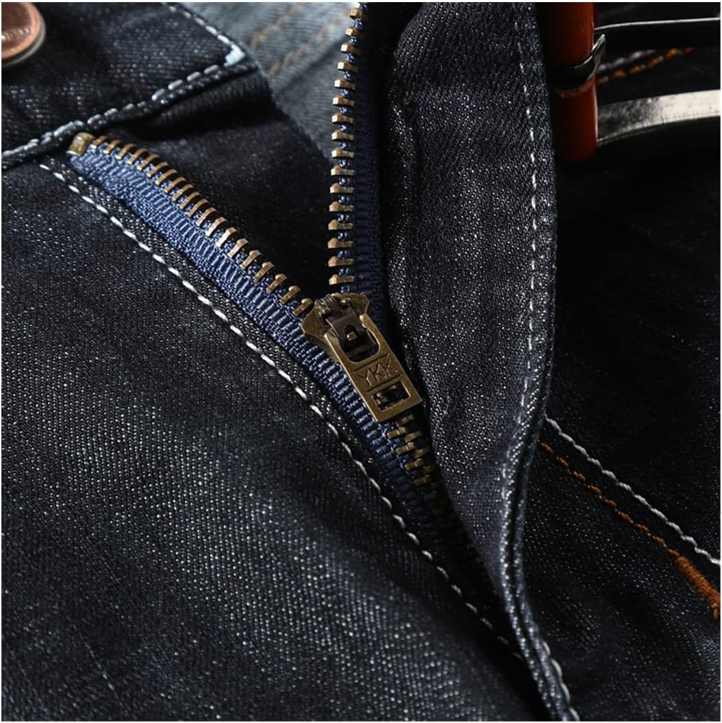 KEHAIOO Men Denim Shorts Summer Thin Section Elastic Force Slim Fit Short Jeans Black Blue