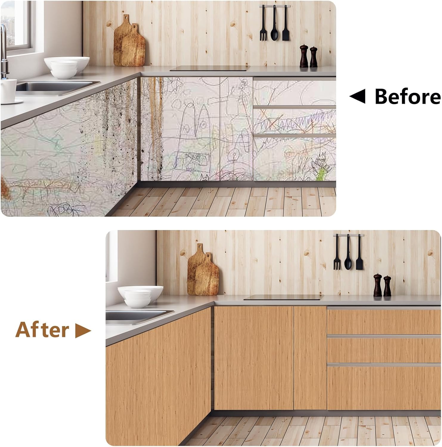 Brown Wood Grain Contact Paper 15.7″x472″ Wooden Peel and Stick Wallpaper Self-Adhesive Removable Waterproof Vinyl Film for Cabinets Countertops Furniture