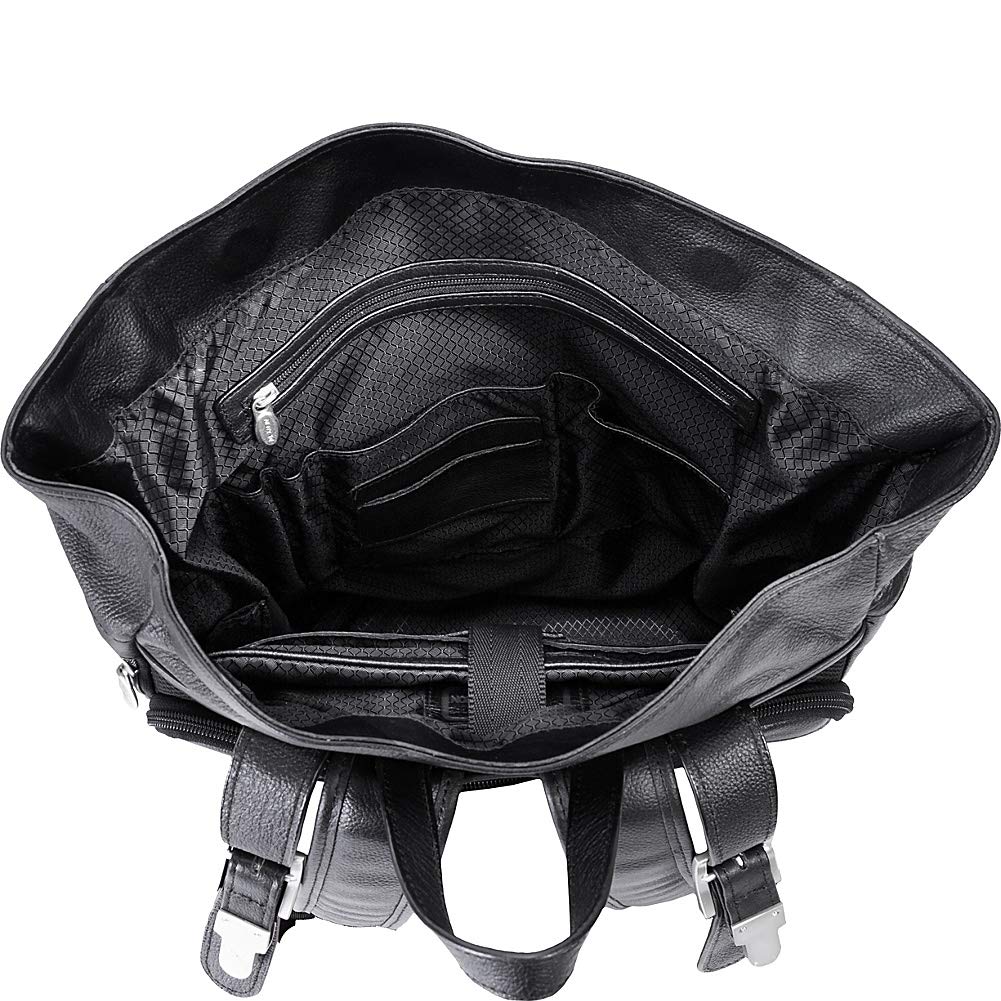 McKlein Zaino per laptop a doppio compartimento, in pelle, di medie dimensioni, nero - KENNEDY 88735