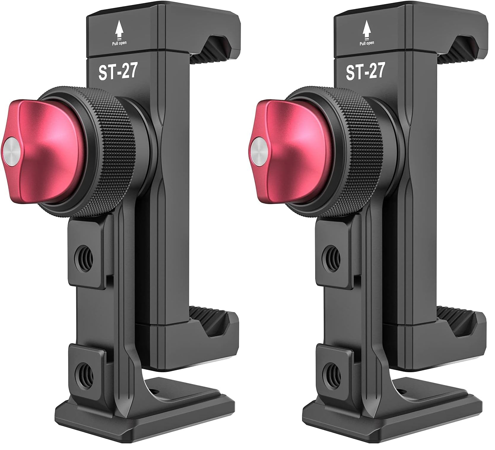 Metal Phone Tripod Mount 3 Cold Shoes &amp; Arca Port, 360° Smartphone Tripod Adapter for iPhone 17 16 15 Cell Phone Stand Holder for Desktop Video Live Streaming Vlogging Rig (Pack of 2)