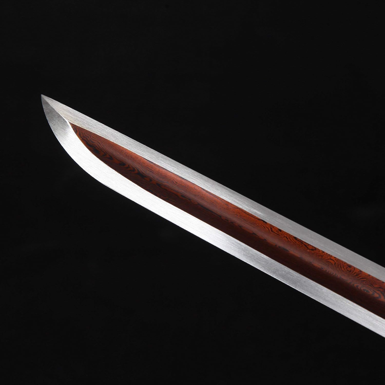 Ninja Sword, Fully Handmade Japanese Samurai Sword 1060 High Carbon Steel Double Edge Sharpened with Center Concave Fluted Shape