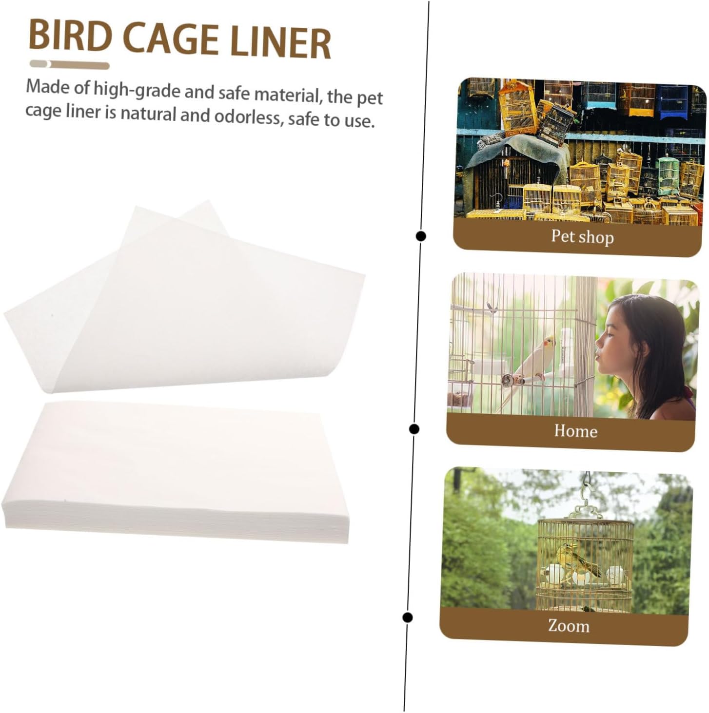 100pcs Bird Cage Liner Water Absorbing Non-Woven Fabric Mats for Parrot Cages Odorless and Durable for Easy Cleaning and