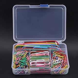 Jimdary Clipes de papel coloridos para estudantes, clipe de metal acessório "faça você mesmo", clipes de papel com caixa de plástico para escola, escritório em casa  