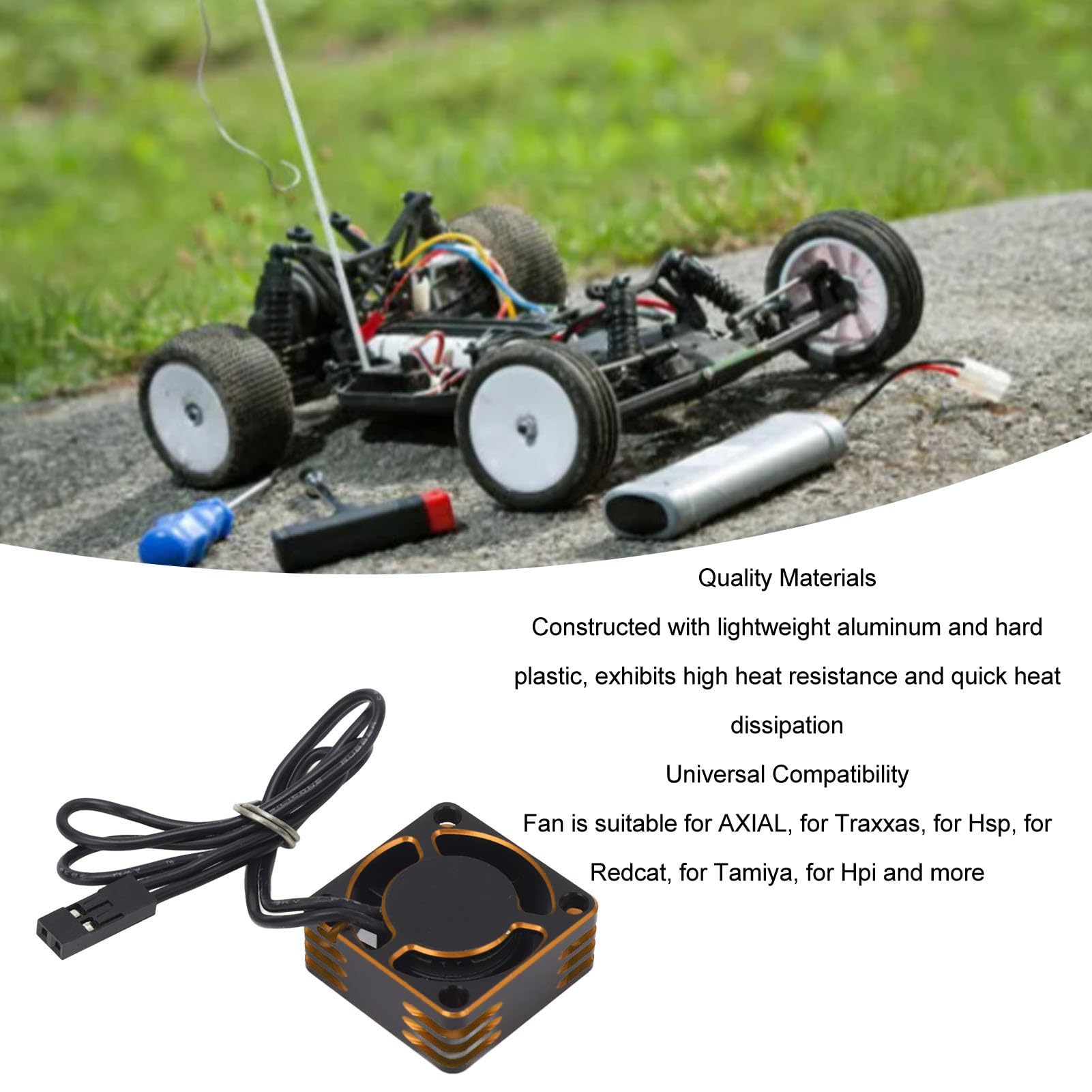 RC Motor Cooling Fans, Universal Alluminum RC Car Motor Fan 19000rpm 25mm Motor Heatsink Cooling Fans for RC Car (Gold)