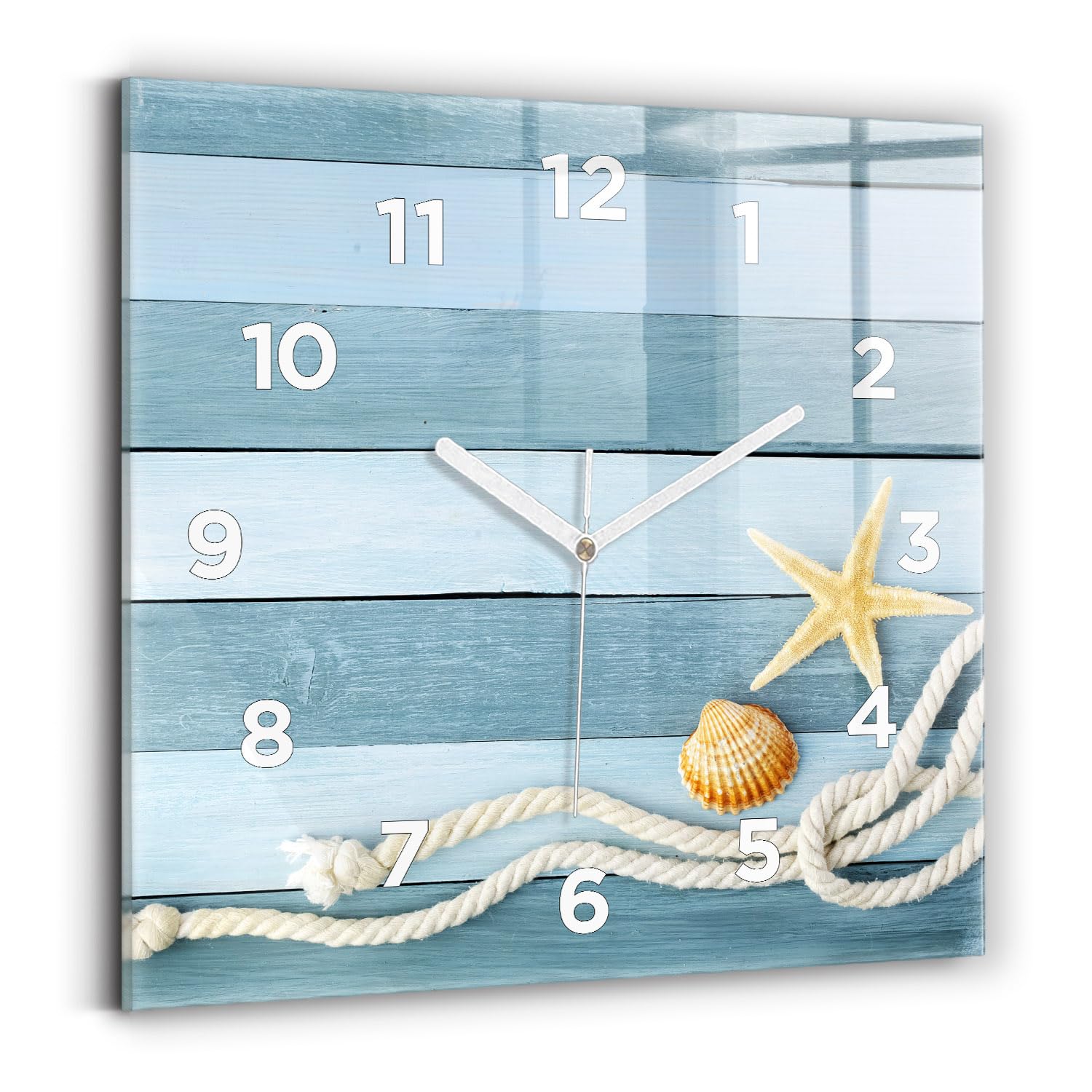 Horloge carrée Wallfluent en planches de coquille de qualité supérieure
