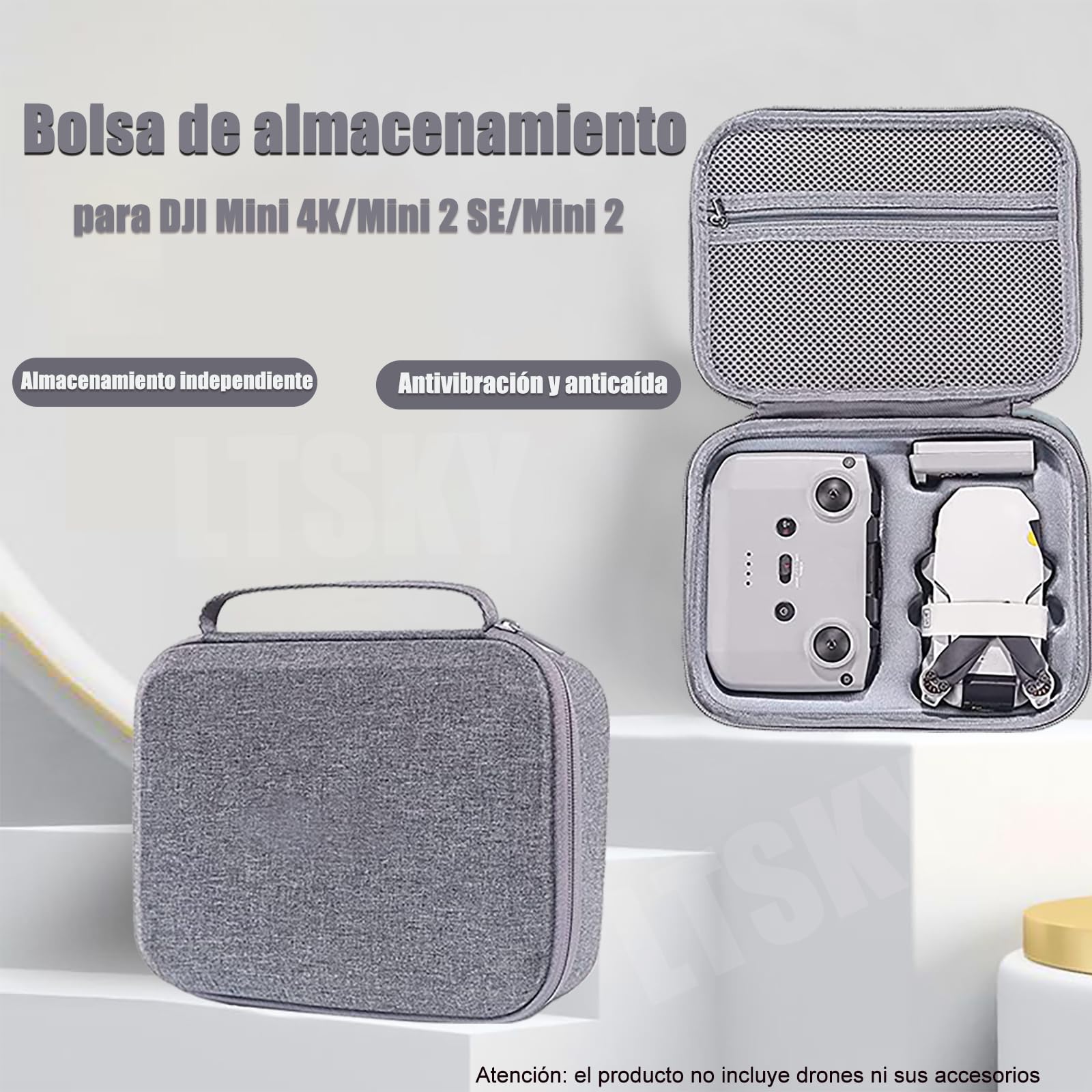 Bolsa de Almacenamiento para dji Mini 4K /Mini2 SE/Mini 2 Drone | Bolsa Mini 4K, Bolsa de Viaje compacta，Caja de Almacenamiento, Bolsa de Transporte, Gris