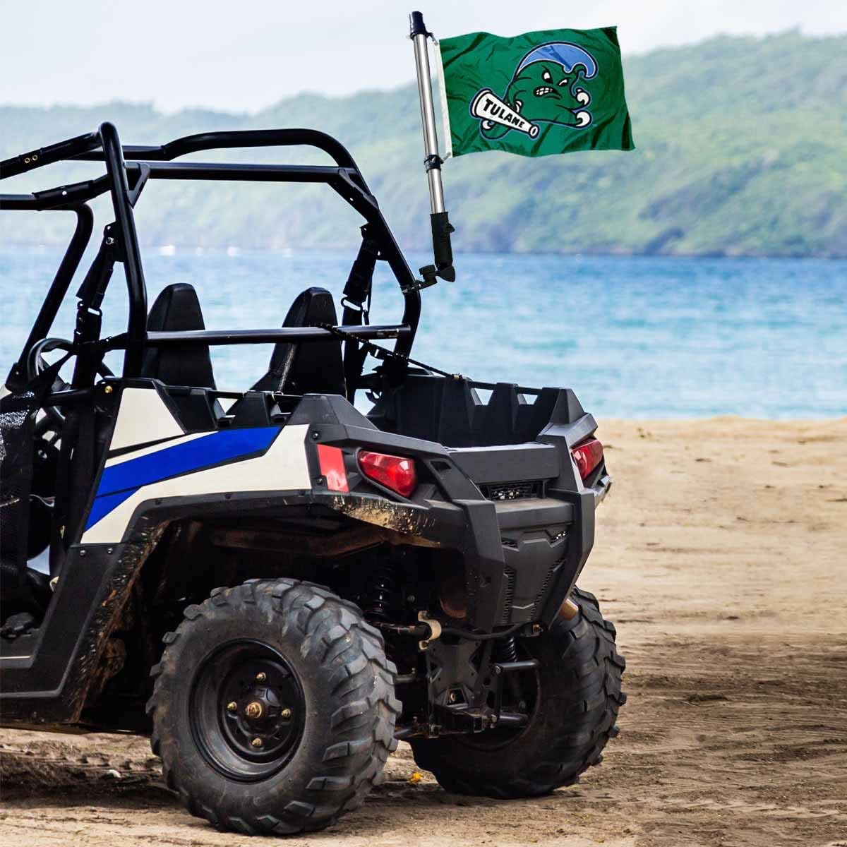 College Flags & Banners Co. Tulane Green Wave Golf Cart Flag Pole and Holder Mounting Bracket