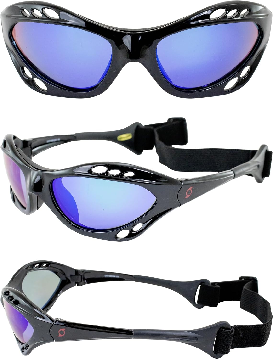 Hurricane Eyewear Category 4 Polarized Jet Ski Floating Goggles Black Padded Frames with Anti-Fog Coating