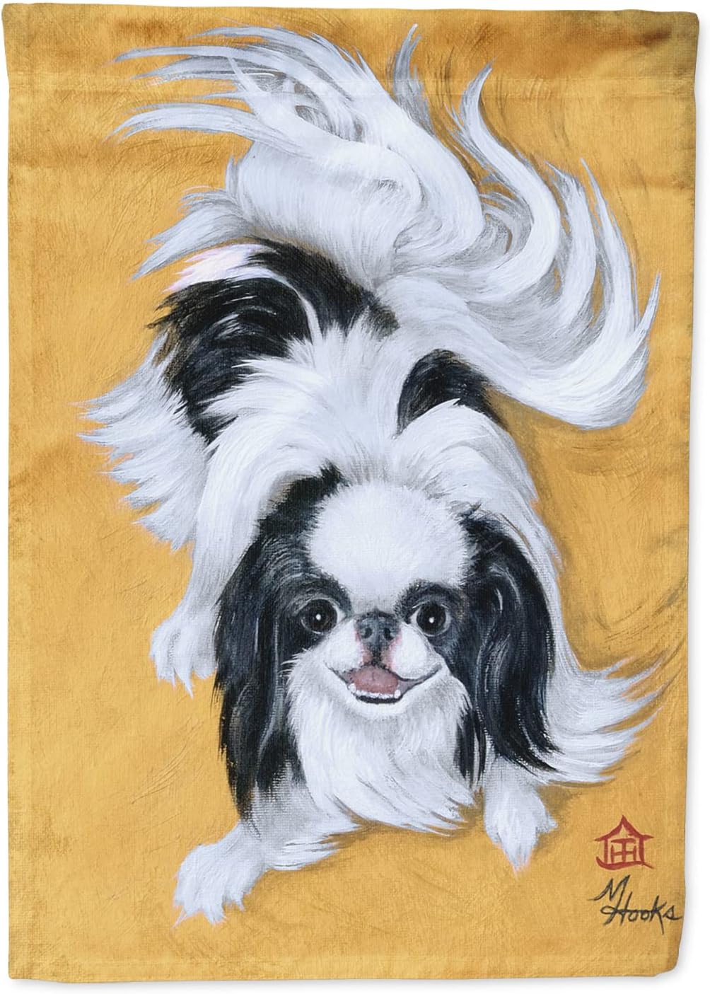 Caroline's Treasures MH1034CHF Japanese Chin Black White Play House Flag Large Porch Sleeve Pole Decorative Outside Yard Banner Artwork Wall Hanging, Polyester, House Size, Multicolor