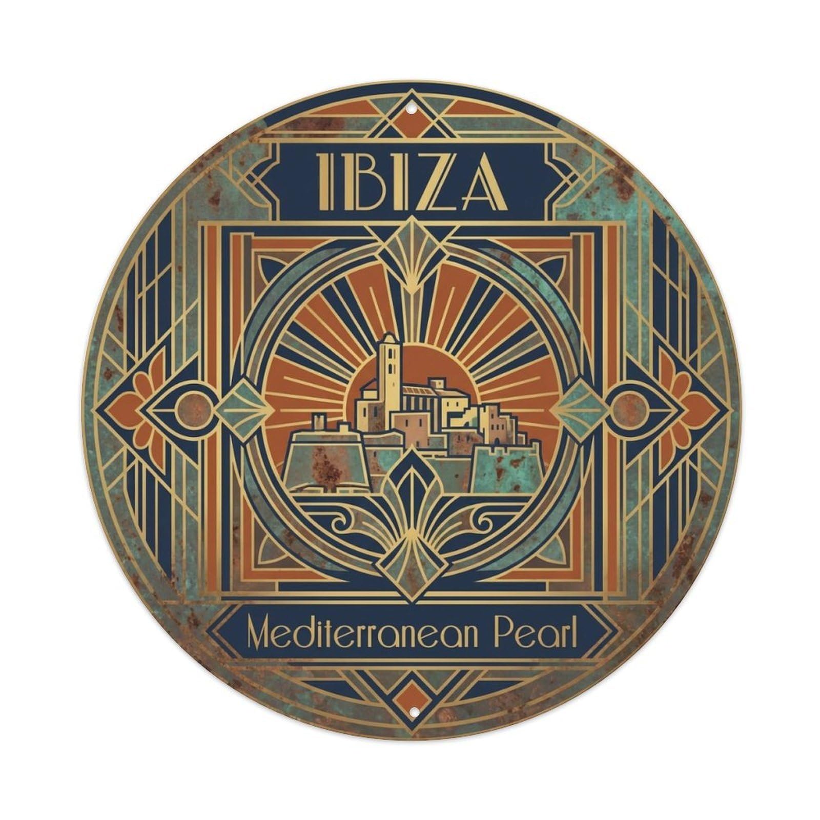 Vintage Travel Ibiza Spain Heirloom Metal Tin Sign