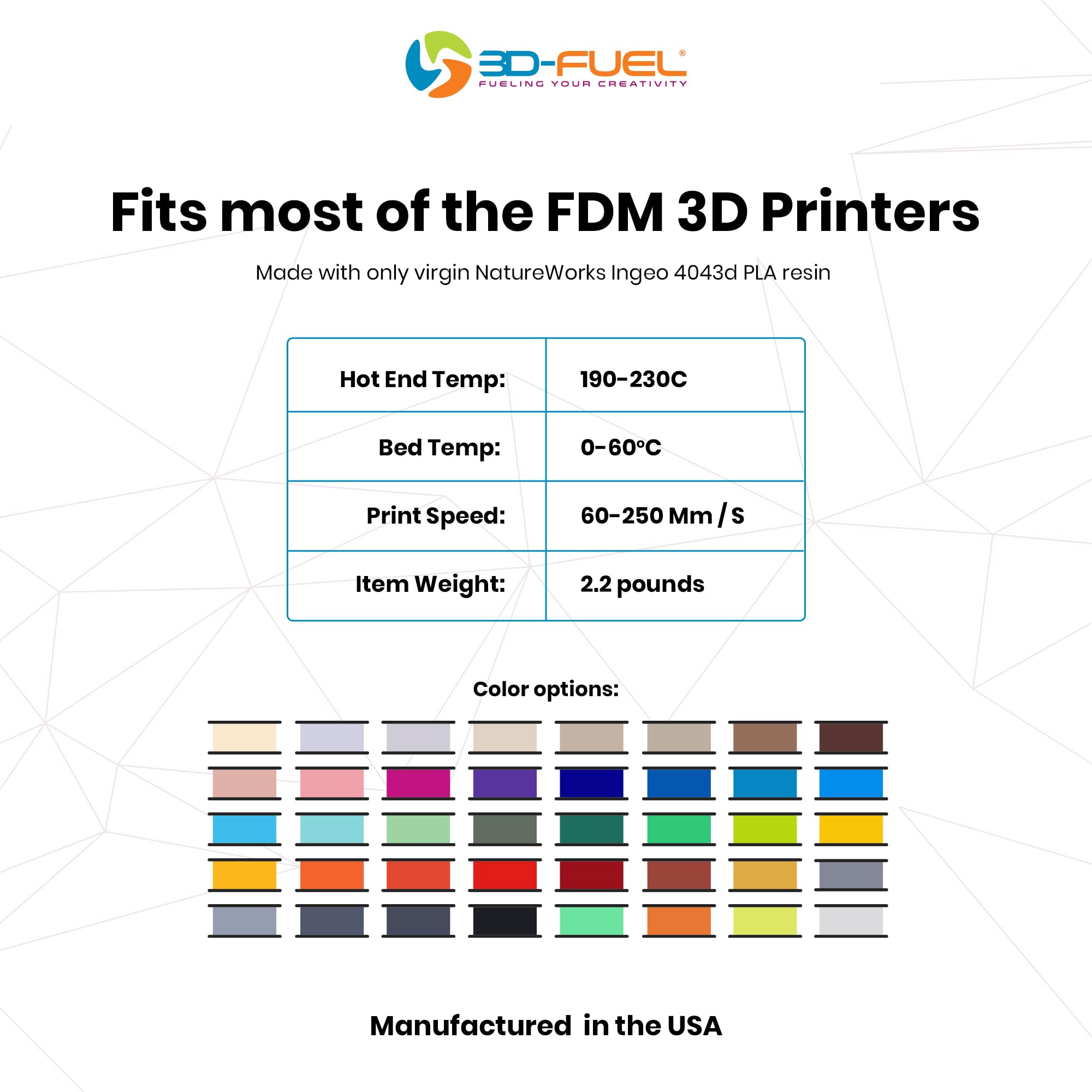 3D-Combustible 3D Filamento de Impresora, Ingeo(tm) PLA 1,75 mm, Bobina Precisión Dimensional +/- 0,05 mm, 1 kg, Azul océano