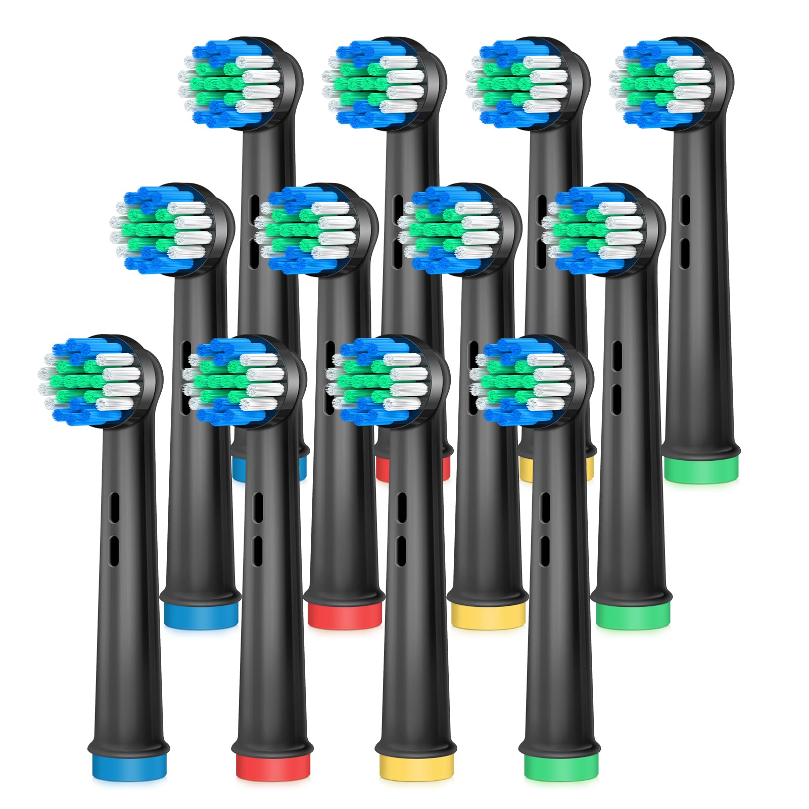 Cabezales de repuesto para Oral B Braun, cabezales recargables compatibles con Pro 1000/3000/5000/7000 y Vitality, 1 unidad (Paquete de 12), Negro