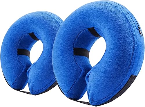 Paquete de 2 unidades, color azul, mediano y pequeño (collar de perro de recuperación de protección suave posoperatoria, antimordeduras y arañazos