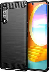 Capa de veludo para LG de fibra de carbono, TPU macio, antiderrapante, durável, leve, capa protetora para celular para LG Velvet(preta)