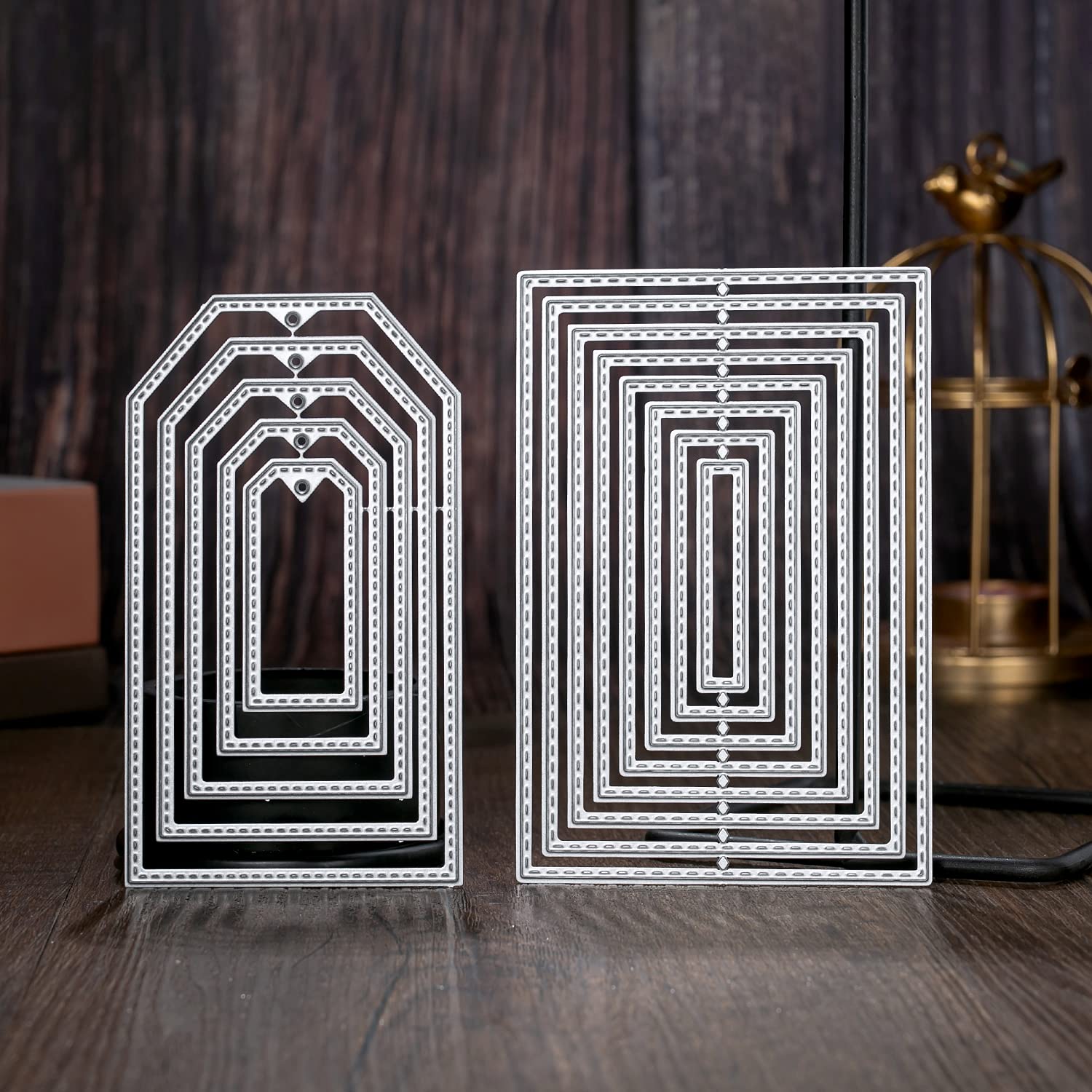 4 stuks stanssjabloon geometrische set stansvormen vierkant vierkant frame snijden reliëfsjablonen reliëf sjabloon stanssjablonen voor scrapbooking albums kaarten kunst knutselen