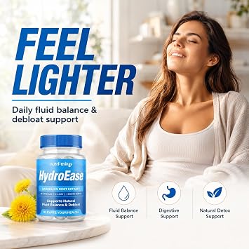 Water Retention Tablets By HydroEase - Balance, Cleanse, Detox & Debloat | Dandelion Root Extract 1800mg | Natural Fluid Regulation | Detox & Cleanse Support | 60 Vegan Capsules | 1 Month Supply