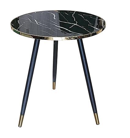 Paulsons Hospitality Modern Round Coffee Table with Metal Frame, Sofa Center Table for Dining Room Living Room or Office Decoration Black Color