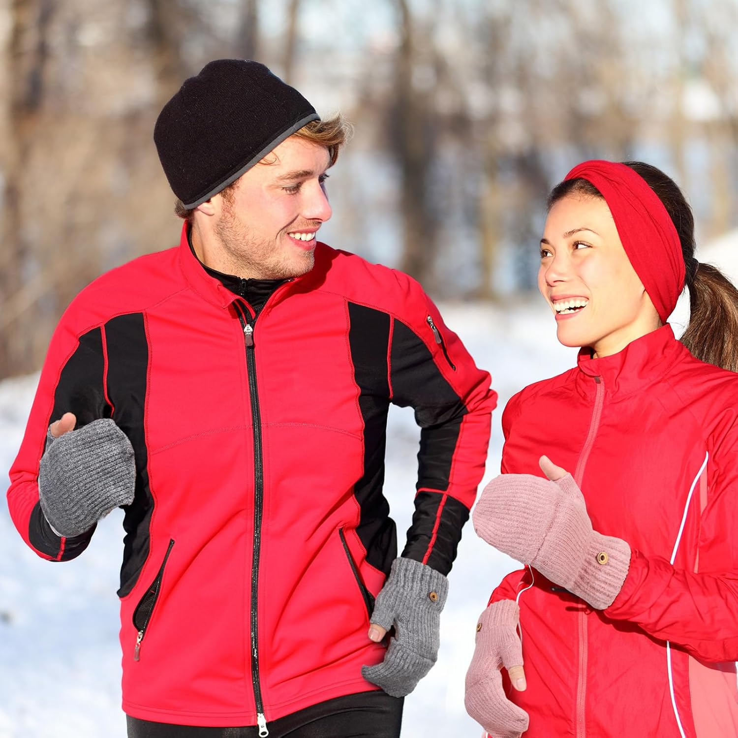 SATINIOR 3 Pairs Winter Fingerless Wool Gloves Warm Knitted Convertible Mittens Flap Cover Texting Mittens for Women Men - Image 5