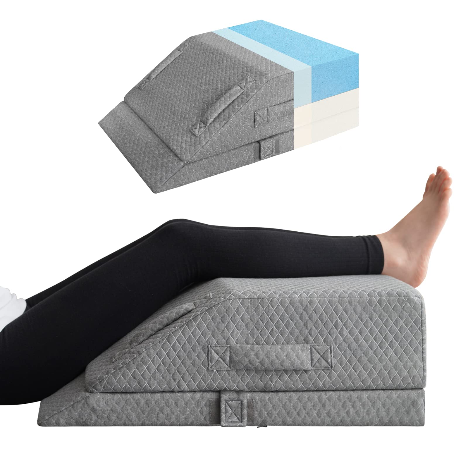 KingPavonini Almohada Piernas Dormir, Ajustables de Elevación para La Hinchazón, con Memoria de Gel Refrigerante para, Ciática Espalda Rodilla Cadera Tobillos Alivio del Dolor, Circulación Sanguínea