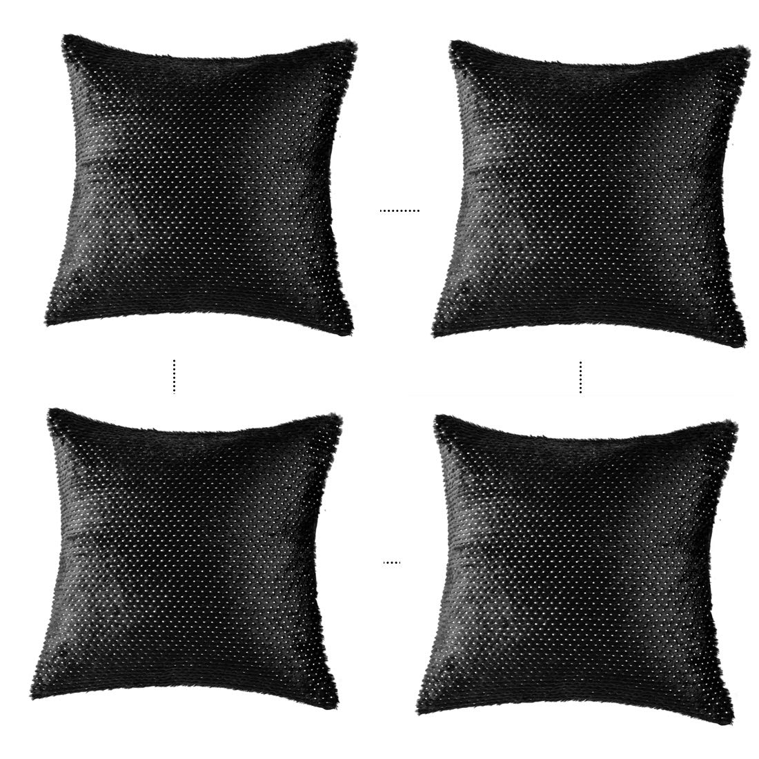 INVACHIINVACHI Plush Soft Decorative Square Throw Pillow Case Cushion Covers Luxury Pillowcases for Livingroom Sofa Bedroom with Invisible Zipper (18"*18"* 2 pc,Black)