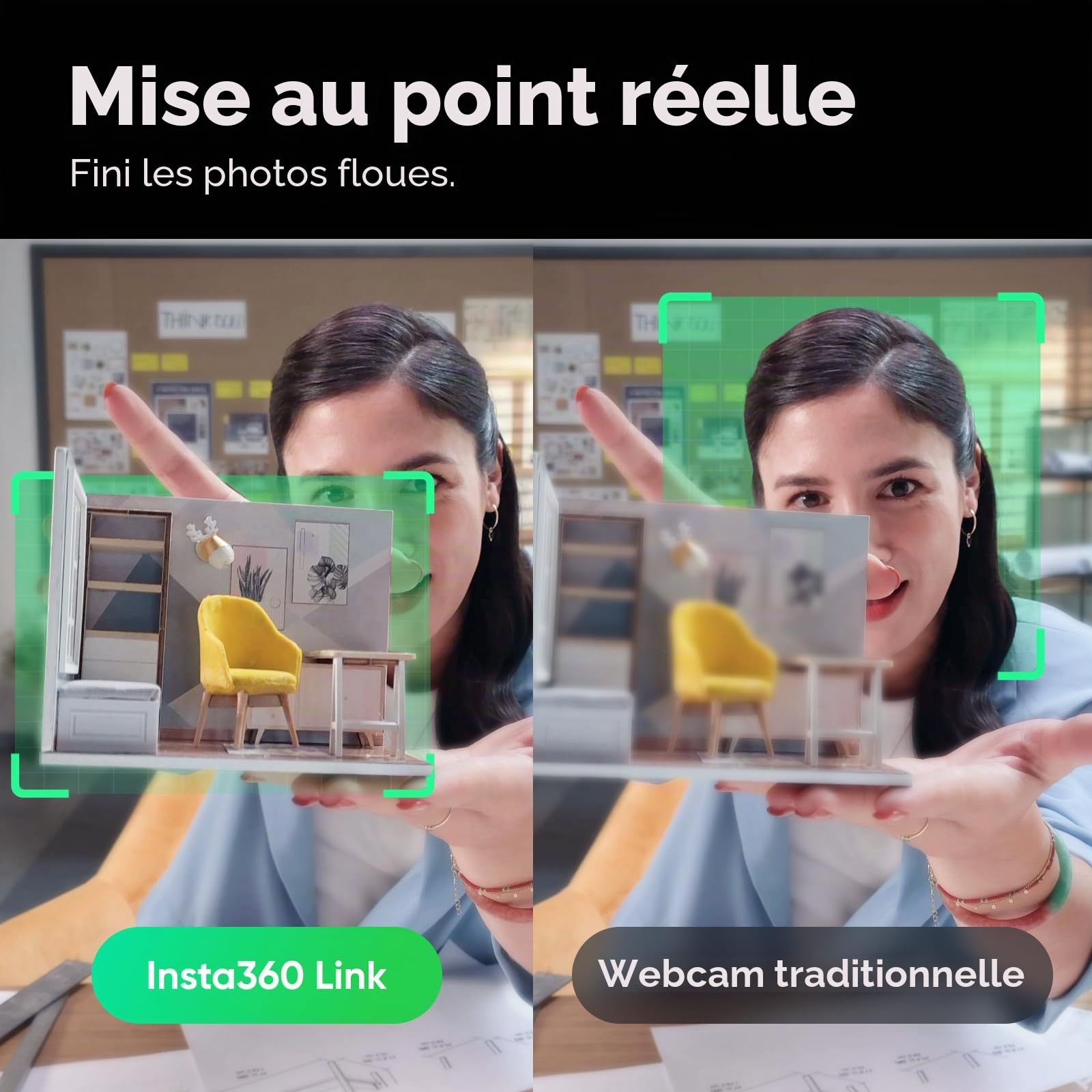 Insta360 Link - Webcam PTZ 4K avec capteur 1/2", suivi de l'IA, contrôle gestuel, HDR, microphones avec réduction du bruit, modes spéciaux, pour ordinateur portable, caméra vidéo pour vidéoconférence,