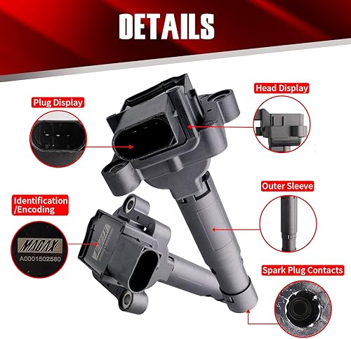 Miniatura 4 de Juego de 4 bobinas de encendido UF658 compatibles con Mercedes Benz 2014 2015 C250 2012-2015 SLK250 1.8L L4 - Reemplaza IC761 A0001502580