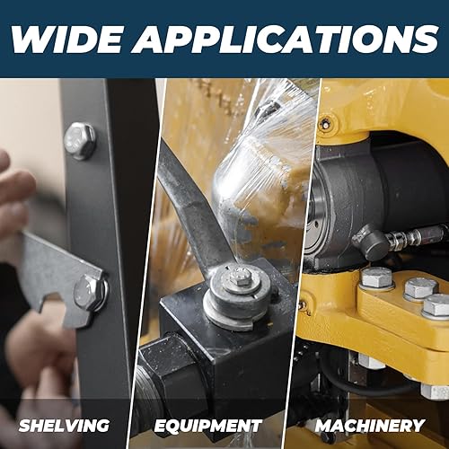 Vista 7 de 6 juegos de tornillos Glvaner de cabeza hexagonal de acero inoxidable de 3/8-16 x 2-3/4 pulgadas, tuercas, arandelas planas y de bloqueo, acero