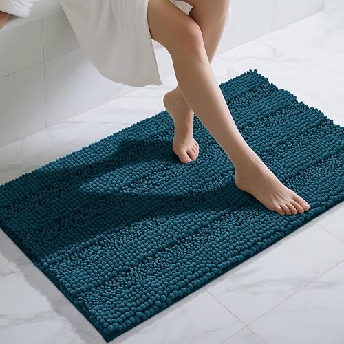 Miniatura 18 de Yimobra Alfombras lavables para baño, alfombra de baño de chenilla súper suave y absorbente para piso y alfombra, alfombra antideslizante de secado