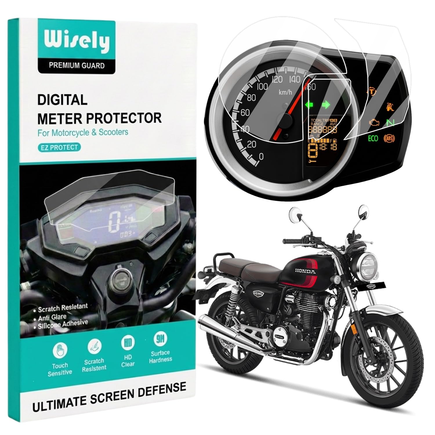 wisely |pack 1| screen guard for honda h-ness cb 350 bike - tft display digital meter protector - hd clear, full cover - easy installation kit - hness cb350 speedometer console accessories
