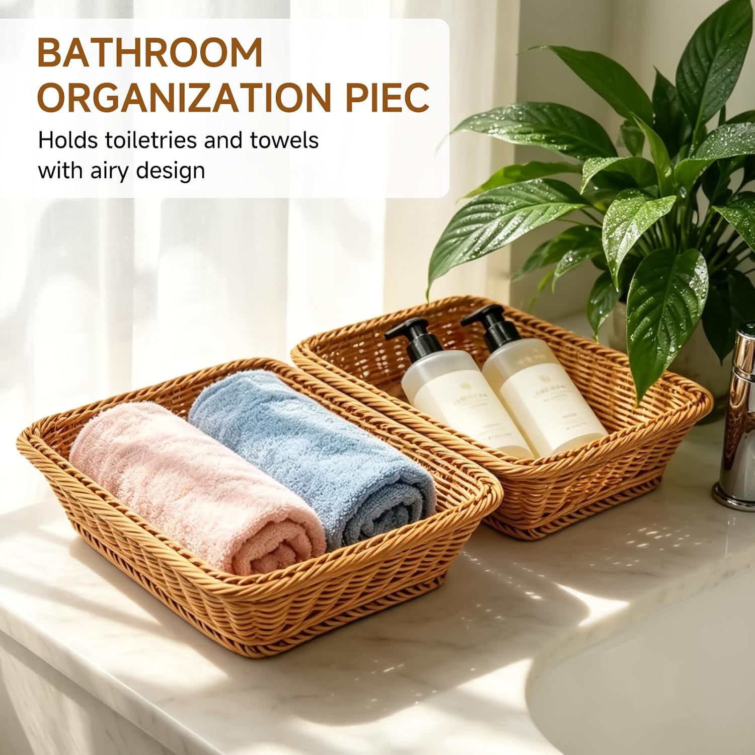 2 Pack Wicker Bread Basket with Acrylic Lid & 20 Parchment Paper