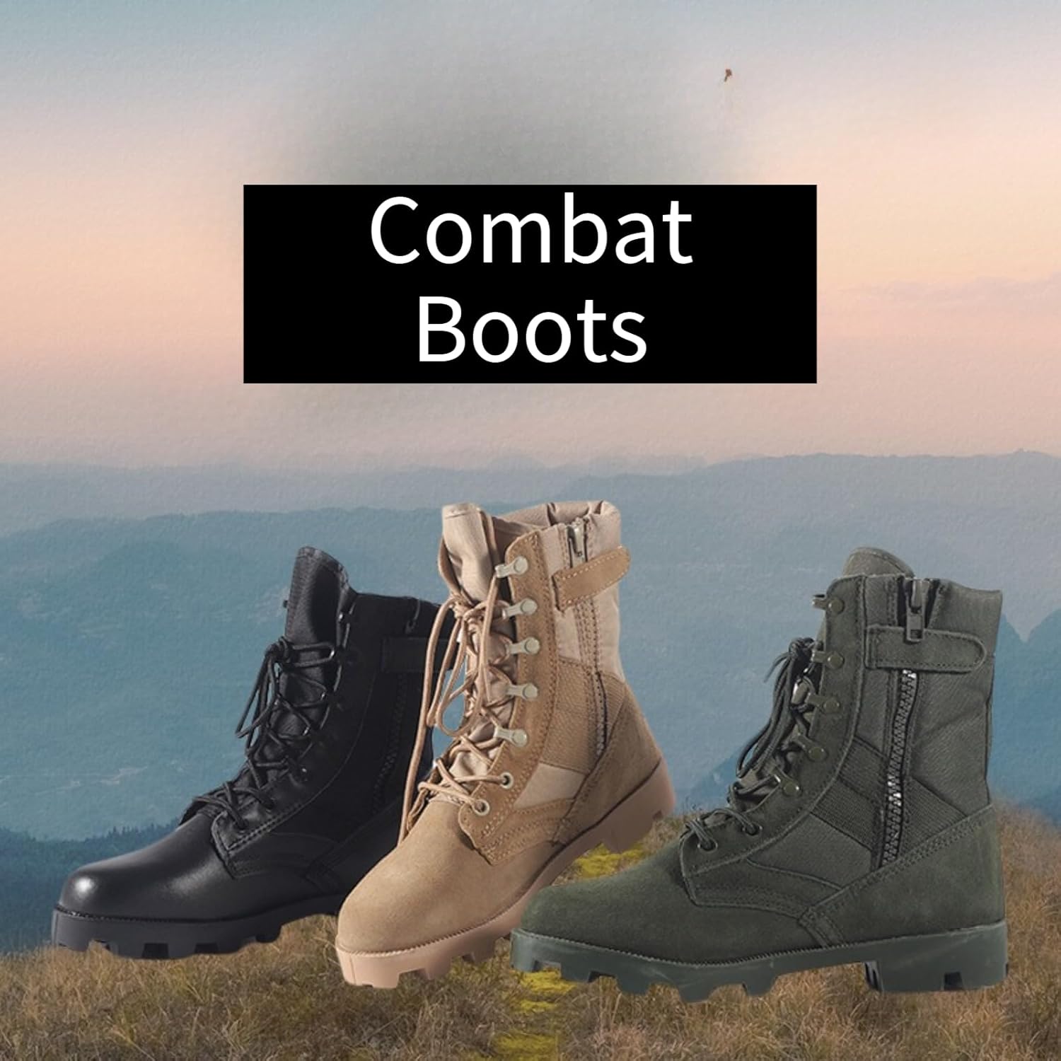Men's Suede Leather High Top 8 Inch Lace Up Military Tactical Boots for Work Jungle Outdoor Lightweight Combat Motorcycle Booties Police Army Shoes