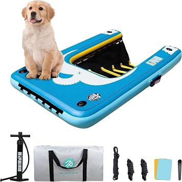 Niphean Dog Pool Ramp, Non-Slip Floating Dog Boat Ramp Up to 240 Pounds, Inflatable Dog Water Ramp for Pool, Boat, Dock & Lake, Safe & Durable Ladder for Large Pets to Easy Water Access