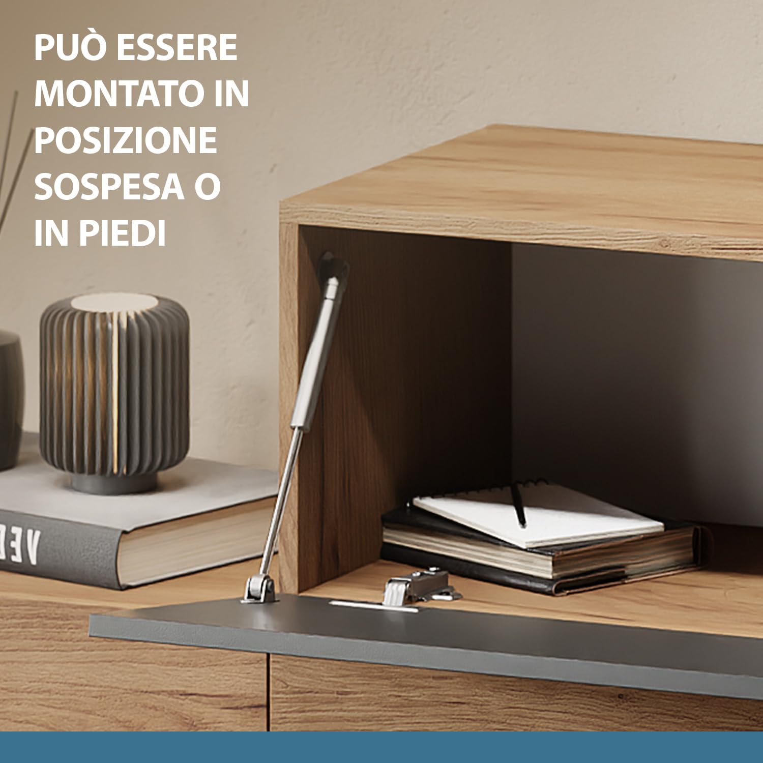 Planetmöbel TV Mobile soggiorno 2X 140 cm Oro Rovere/Antracite - Oro Rovere, Moderno, Mobile TV con 2 ante per lo stoccaggio, da appendere o utilizzare con appoggio a terra
